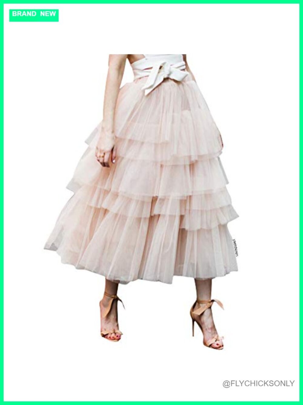 Tiered Layered Mesh Tulle A-Line Midi Skirt
